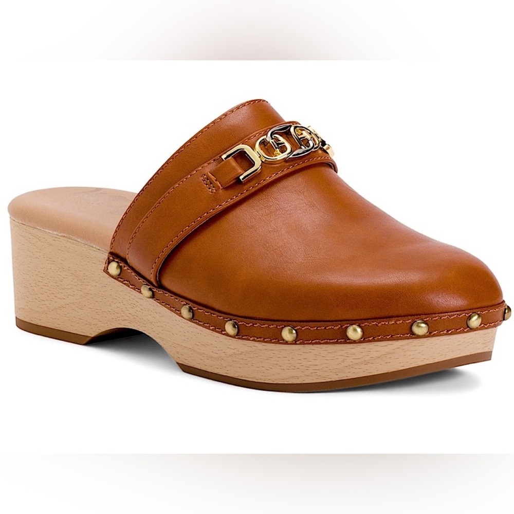 EUC Sam Edelman sz8 Studded Kaye Platform Clog Mules with Gold/Silver Accents…